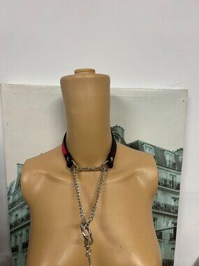 Thermochromic Gothic Faux Leather Choker O-Ring Collar w/ Detachable Leash